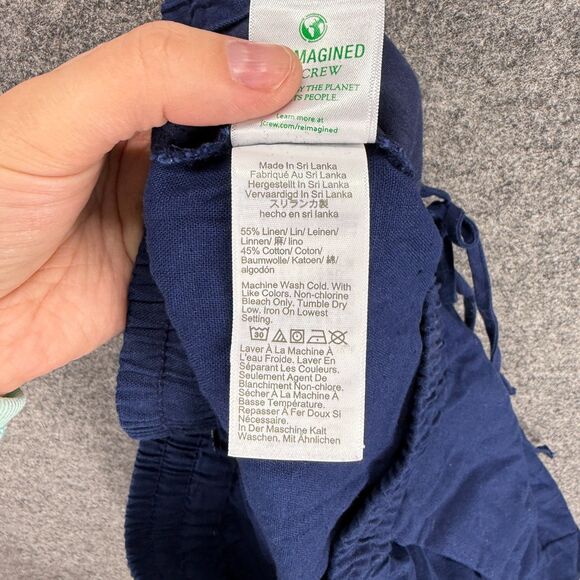 J. Crew Pants Women 6 Blue High Rise Drawstring Flat Front Linen Pockets Chino - Picture 7 of 8